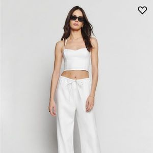 Reformation white linen halter top